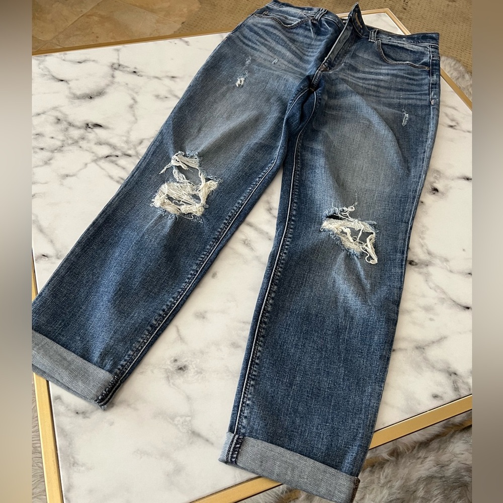 EXPRESS Girlfriend High Rise Stretch Ripped Jeans Size: 4 - Picture 13 of 13